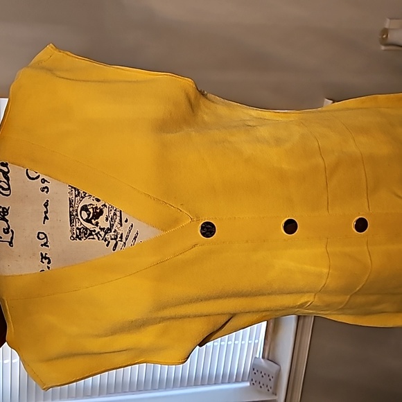 New York & Company Yellow Sleeveless Dress w/Buttons XL - Picture 4 of 16